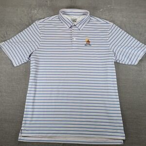 Straight Down Performance Polo Shirt Mens XL Blue White Striped Bali Hai Golf